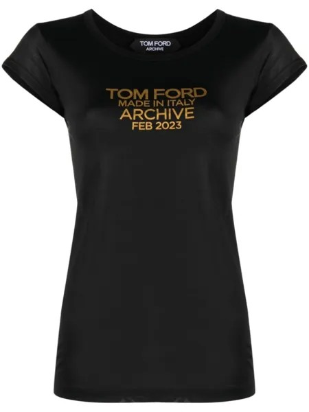 TOM FORD шелковая футболка с логотипом, черный