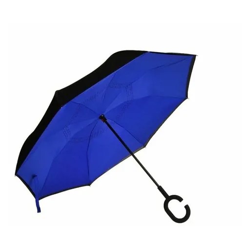 Зонт-трость СмеХторг, полуавтомат, купол 104 см., 8 спиц, синий, черный