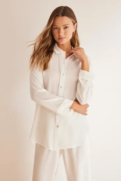 Белая атласная пижама-рубашка Women'secret, белый