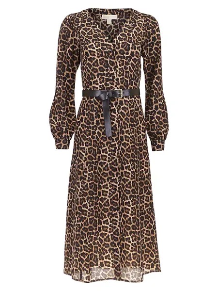 Шифоновое леопардовое платье миди Kate Michael Michael Kors, цвет cheetah
