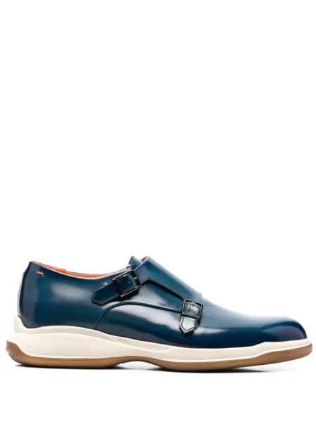 Santoni туфли монки с пряжками, синий