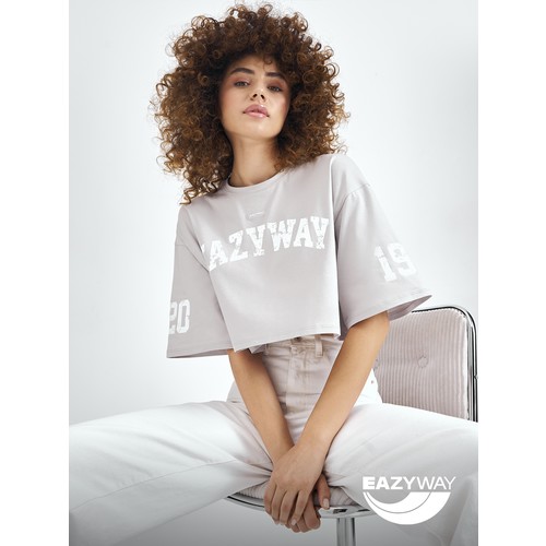 Футболка Eazyway, оверсайз, хлопок, размер M/L, серый