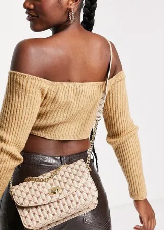 Коричневая стеганая сумка через плечо на ремешке-цепочке Steve Madden-Коричневый цвет