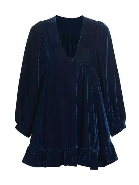 Бархатное мини-платье Estella с воланами Free People, цвет oceana