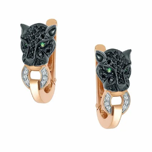 Серьги Del'ta, красное золото, 585 проба, бриллиант, красный, золотой