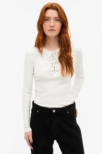 Лонгслив женский Monki 1144925002 белый S (доставка из-за рубежа)