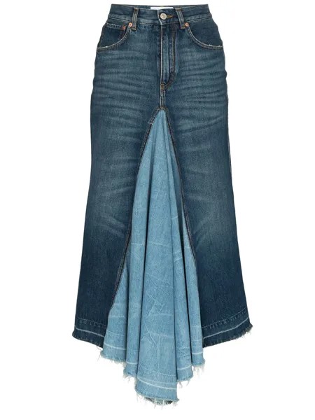 Givenchy джинсовая юбка миди с контрастными вставками