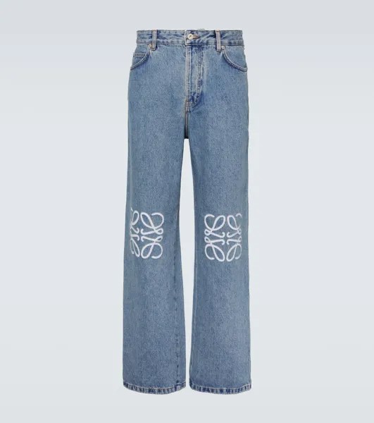 Прямые джинсы с анаграммой Loewe, синий