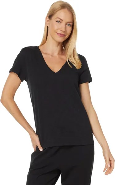 Футболка Lilla P V-Neck Short Sleeve Back Seam Tee, черный