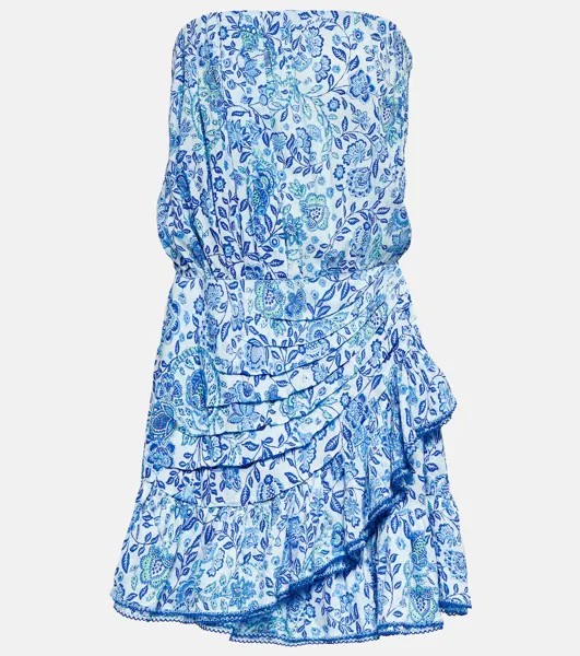 Мини-платье-бандо Ambra с цветочным принтом POUPETTE ST BARTH, синий
