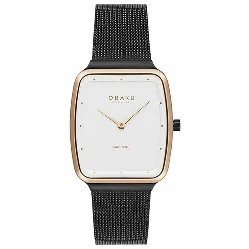 Наручные часы OBAKU Женские кварцевые V267LXMIMB с минеральным стеклом с гарантией, черный, белый