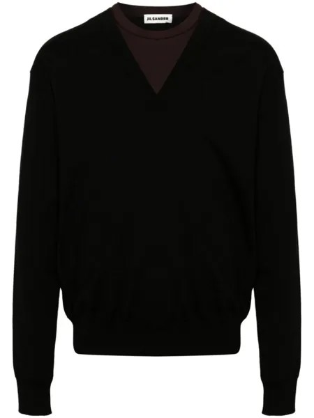 Jil Sander многослойный джемпер из смесовой вирджинской шерсти, черный