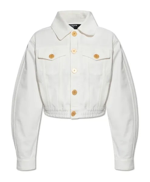 Укороченная джинсовая куртка Balmain, белый