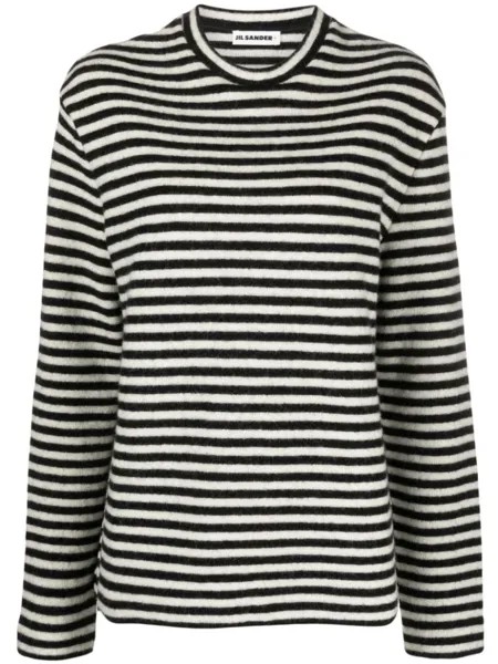 Jil Sander шерстяной джемпер с нашивкой-логотипом, черный