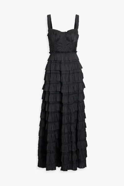 Ярусное атласное платье макси Camille Ulla Johnson, черный
