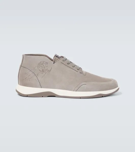 Замшевые туфли дерби Echappée Scritto Mid Top Berluti, серый
