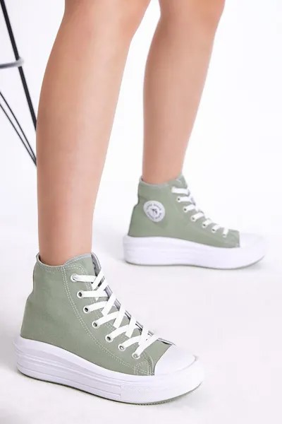 Женские удобные длинные спортивные туфли мятно-зеленого цвета на толстой подошве TONNY BLACK