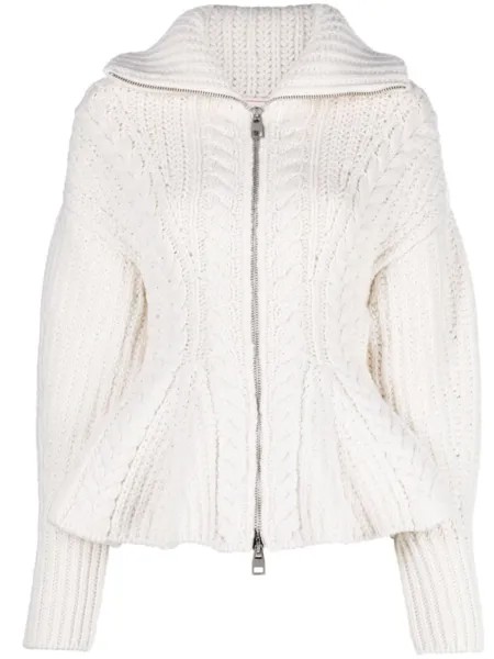 Alexander McQueen фактурный кардиган на молнии, нейтральный цвет
