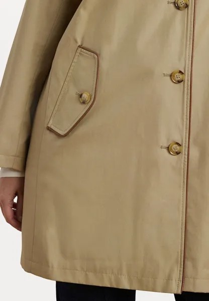 Парка FAUX-LEATHER-TRIM HOODED COAT Ralph Lauren, цвет Birch Tan