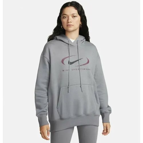 Худи спортивное NIKE W NSW FLC OS PO HDY SWSH, размер M, , серый
