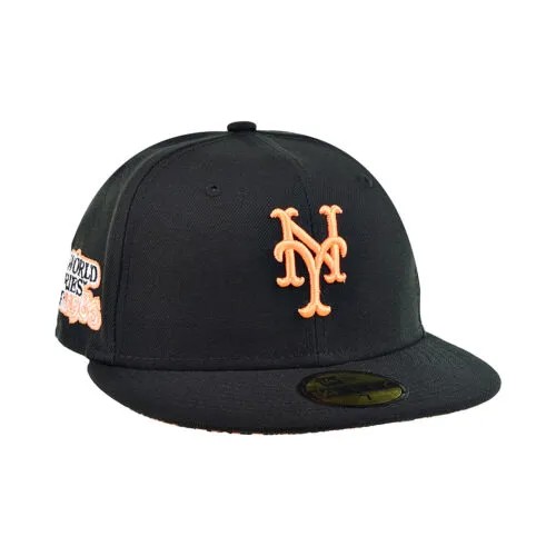 Мужская приталенная шляпа New Era New York Mets Summer Pop 59Fifty черно-оранжевая со змеей