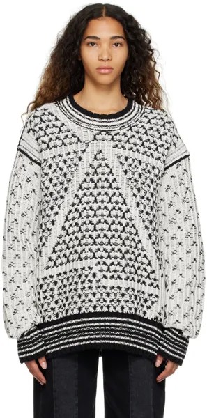 Черно-белый жаккардовый свитер MM6 Maison Margiela