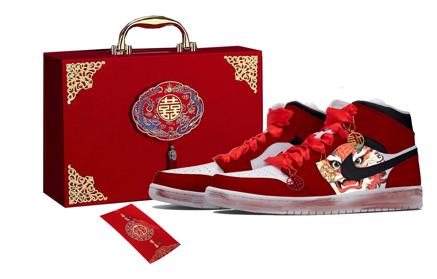 Кроссовки Air Jordan 1 Vintage Basketball Shoes Men High-top Black/White/Red, красный