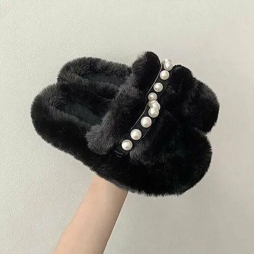 Тапочки , размер 38/39, черный, бежевый
