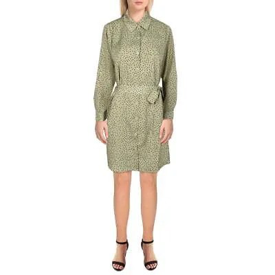 Женское платье-рубашка миди с зеленым воротником и поясом Axe Paris 10 BHFO 8063