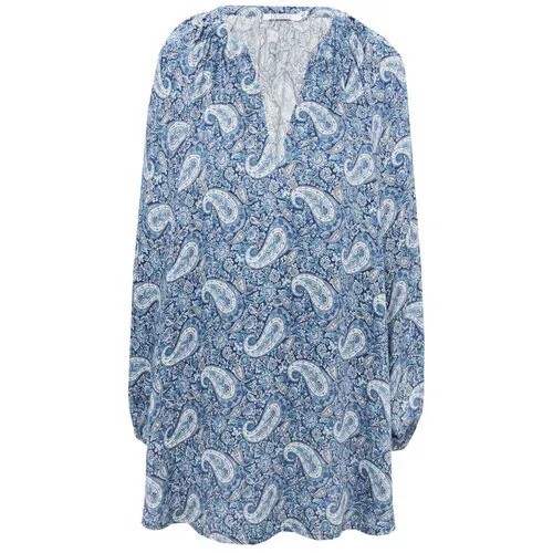 Блузка с орнаментом Deseo, цвет cине-голубой, размер 48