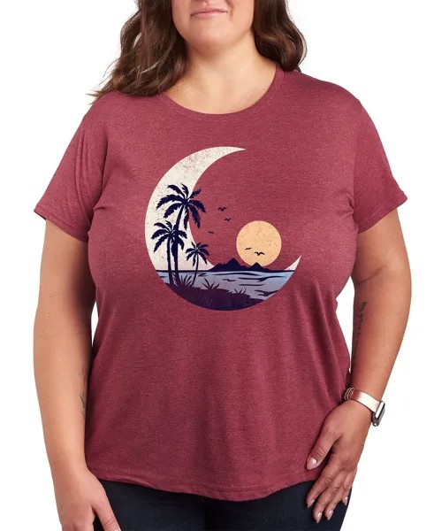 Модная футболка больших размеров с рисунком заката Air Waves, красный