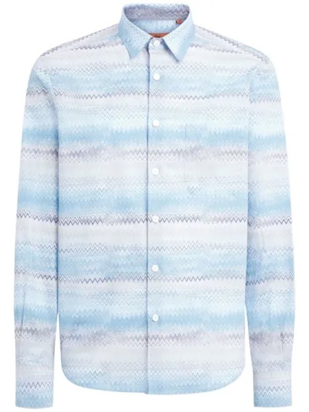 Missoni рубашка из хлопчатобумажной ткани с зигзагообразным переплетением, синий