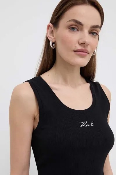 Хлопковый топ Karl Lagerfeld, черный