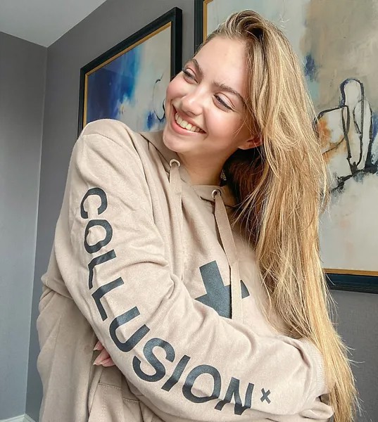 Худи коричневого цвета с логотипом COLLUSION Unisex-Коричневый