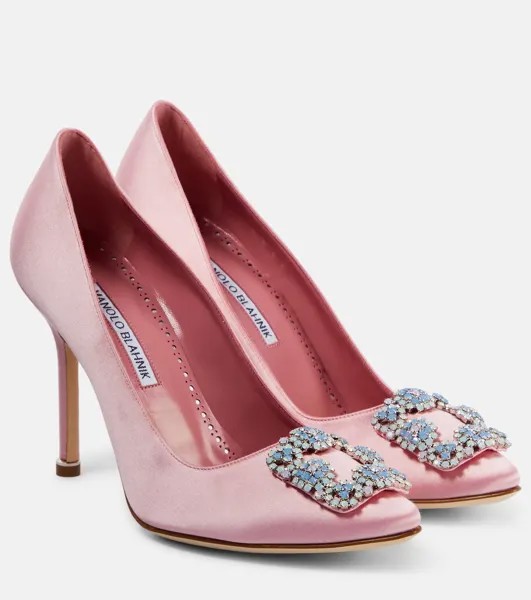 Атласные туфли hangisi 105 с декором Manolo Blahnik, розовый