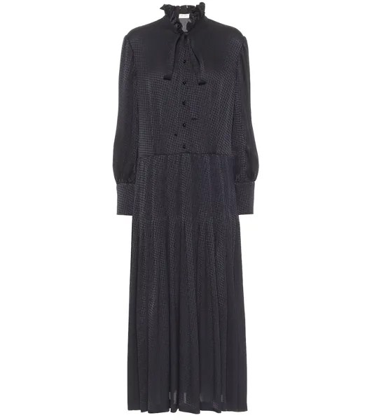 Платье миди из шелкового жаккарда SAINT LAURENT, синий