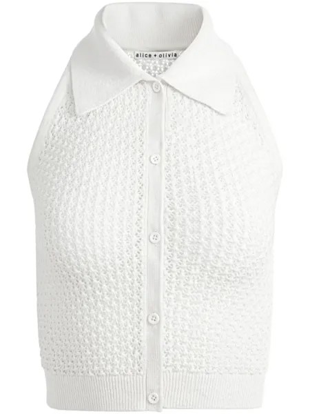 Alice + olivia топ крючком с широким воротником, белый