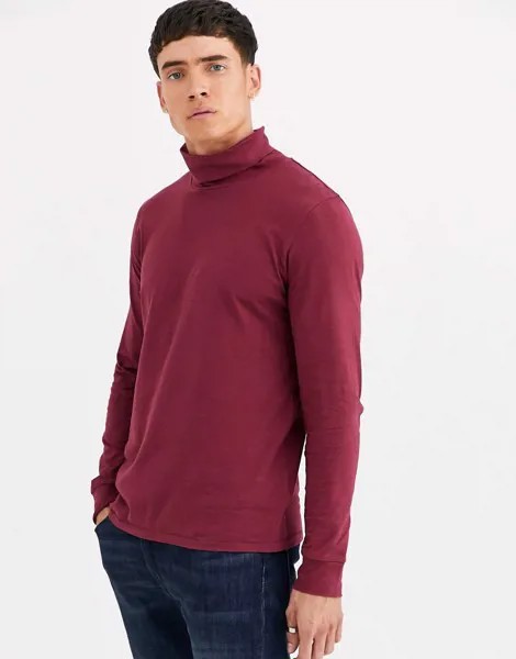 Красный джемпер из органического хлопка с отворачивающимся воротником Threadbare