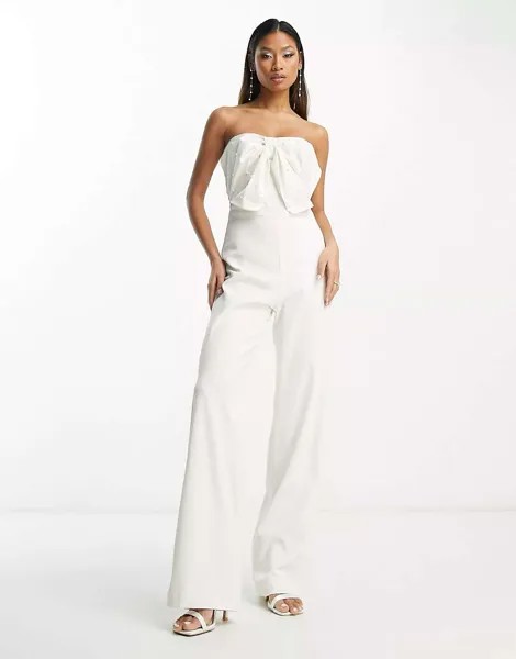 Комбинезон-бандо Hope & Ivy Bridal цвета слоновой кости с бантом