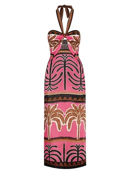 Льняное платье макси с неожиданной символикой Johanna Ortiz, цвет serengeti pink