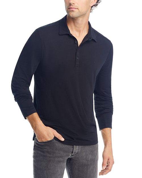 Рубашка-поло обычного кроя из смеси хлопка Marty Peace Burnout с длинными рукавами John Varvatos, цвет Black