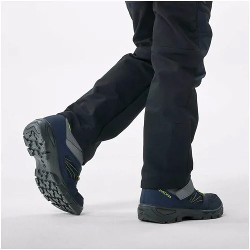 Ботинки для походов детские на липучках размеры 24–34 синие MH100, размер: EU27, цвет: Светлый Графит/Синий Графит QUECHUA Х Decathlon