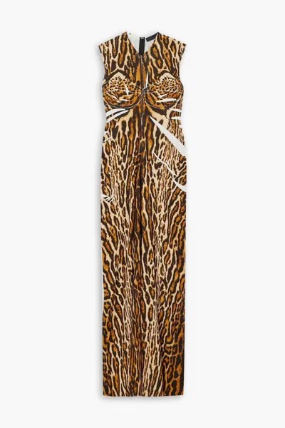 Платье макси из эластичного крепа с леопардовым принтом Proenza Schouler, коричневый