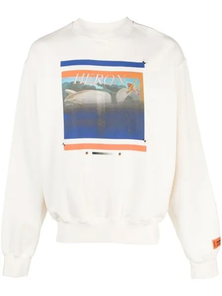 Heron Preston толстовка Misprinted с графичным принтом, белый