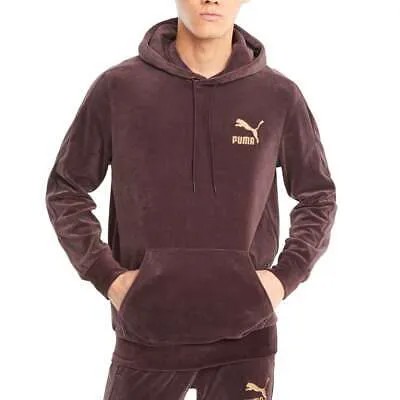 Мужская коричневая повседневная верхняя одежда Puma Iconic T7 Velour Pullover Hoodie 532220-21
