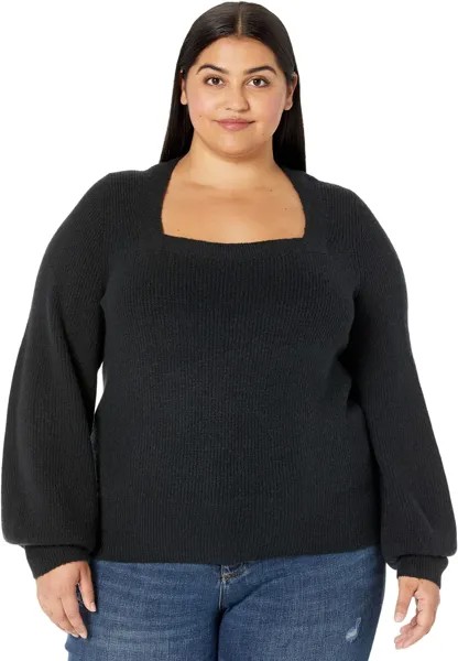 Пуловер в рубчик с квадратным вырезом Plus Kevin Madewell, цвет True Black