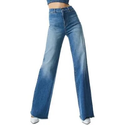 Женские синие расклешенные джинсы средней потертости с высокой талией Alice and Olivia 24 BHFO 1886