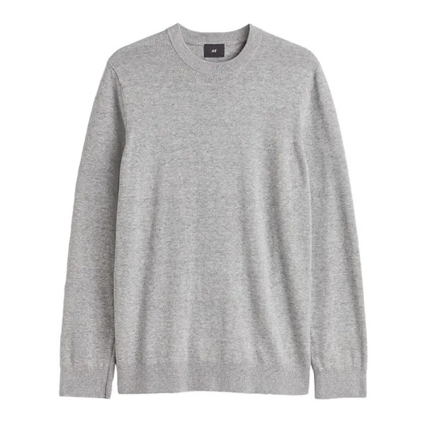 Джемпер H&M Slim Fit Fine-knit Cotton, светло-серый