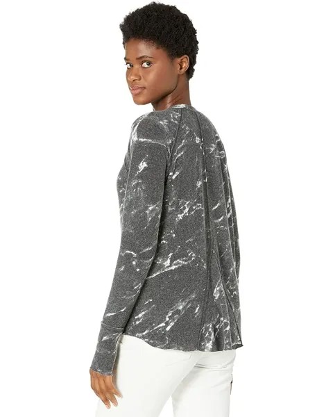 Толстовка Michael Stars Marble Print Madison Treasure Notch Neck High-Low Sweatshirt, цвет Black Combo