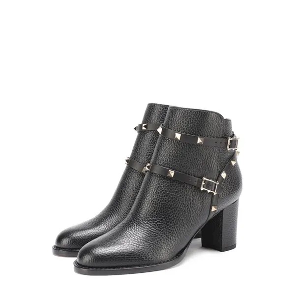 Кожаные ботильоны Valentino Garavani Rockstud на устойчивом каблуке Valentino